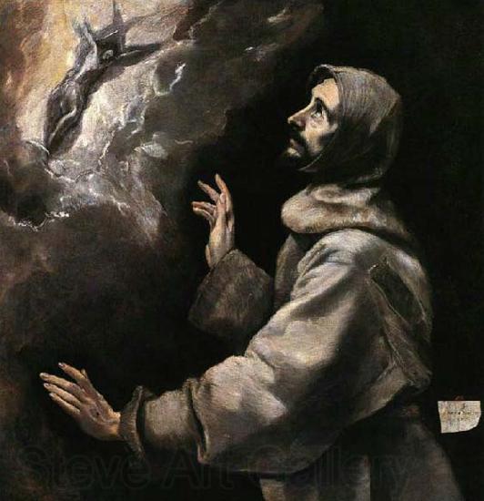 GRECO, El St Francis Receiving the Stigmata Norge oil painting art